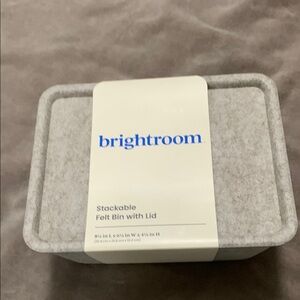 Stackable Gray Felt Storage Bin with Lid